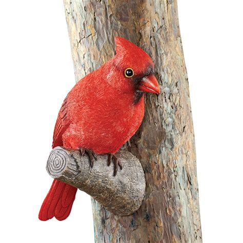 Textured Resin Cardinal Yard Figurine Decorative Yard Accent For Bird