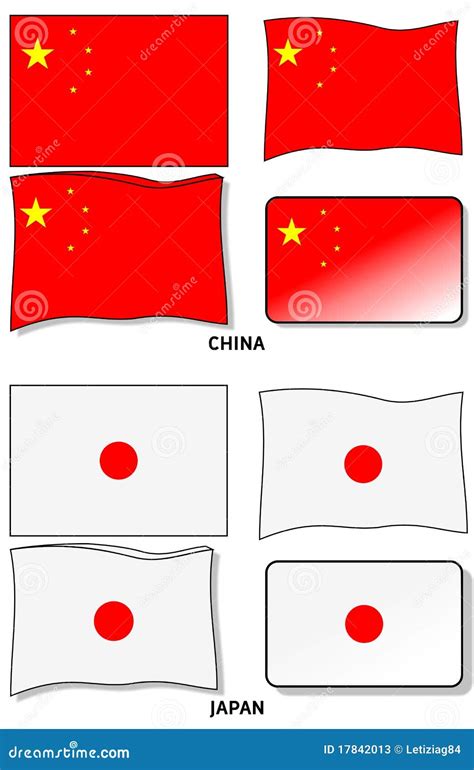 Chinese Flag And Japanese Flag Stock Vector Illustration Of Asia