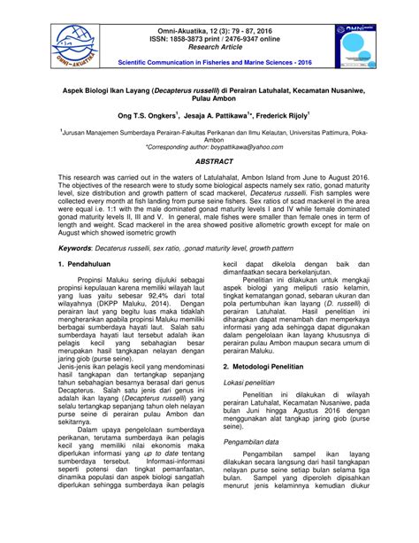 Jurnal (journal) adalah alat untuk mencatat setiap transaksi yang telah dilakukan. Jurnal Pengertian Ikan Secara Umum Pdf