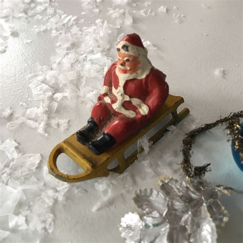 Vintage Barclay Lead Figurine Santa On Sled ~christmas