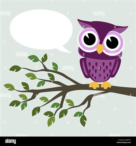 Baby Owl Sitting On A Branch Stock Vector Images Alamy