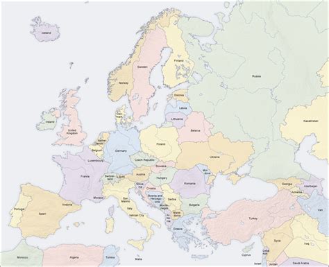 Large Detailed Political And Relief Map Of Europe Europe