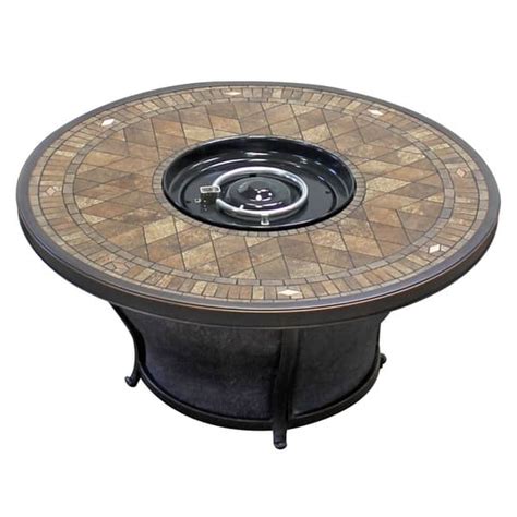 Balmoral 48 Inch Round Porcelain Top Gas Fire Pit Table Bed Bath