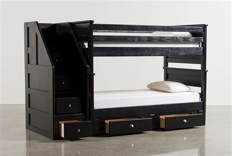 Summit Black Twin Over Twin Bunk Bed With 2 Drawer Underbed Storage