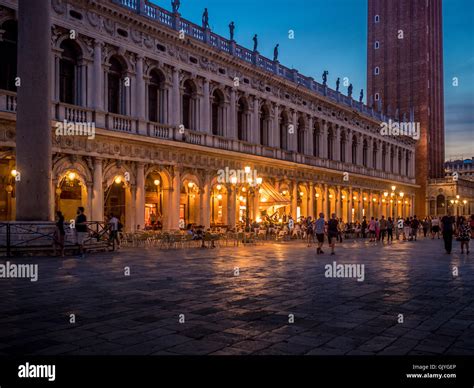 St Marks Square At Dusk Venice Italy Stock Photo Alamy