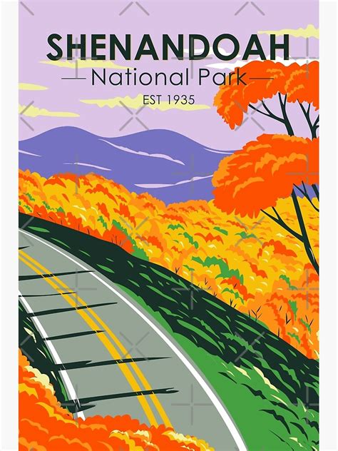 Shenandoah National Park Skyline Drive Virginia Vintage Art Print For