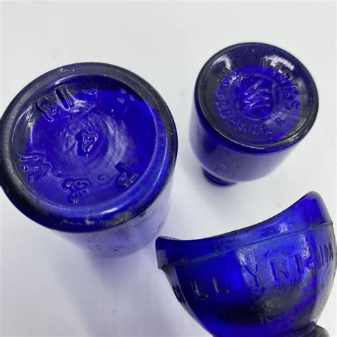 Lot Of 11 Blue Cobalt Glass Bottles Ashtray Topper Ayers Vicks