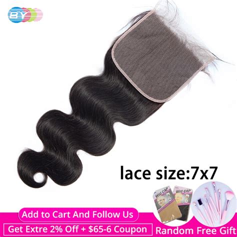 BY 7x7 Lace Closure Body Wave Human Hair Swiss Lace Closure With Baby