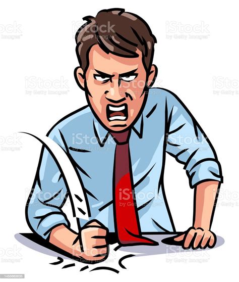 Angry Businessman Banging His Fist On A Table Stock Illustration