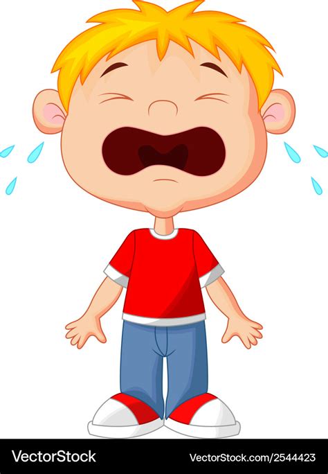 Young Boy Cartoon Crying Royalty Free Vector Image