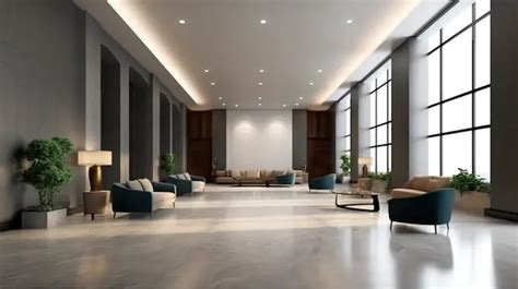 Contemporary And Luminous Office Area With A Cozy Lobby 3d Render