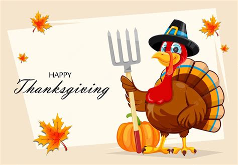 Premium Vector Happy Thanksgiving Day Greeting Card Funny Cartoon