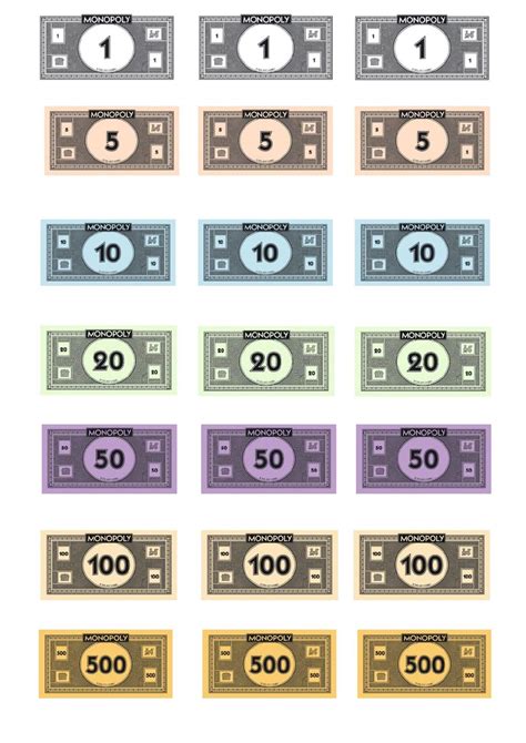 Free Printable Monopoly Money Template