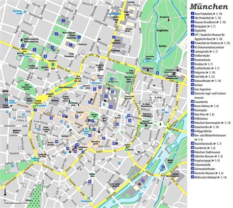 Map Of Munich Tourist Attractions And Monuments Of Munich