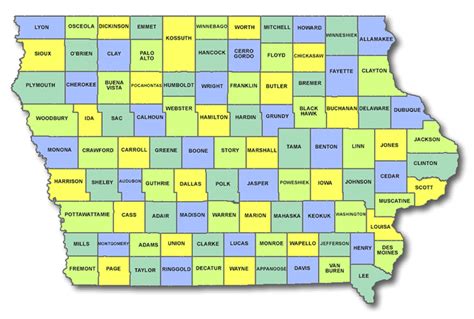 Alphabetical List Of Iowa Counties