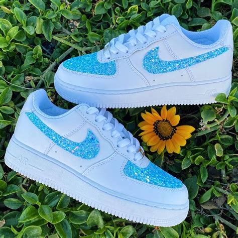Sky Blue Chunky Glitter Af1 White Nike Shoes Sneakers Fashion Nike Shoes Air Force