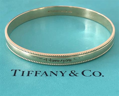 Tiffany And Co Solid 18ct Yellow Gold Vintage I Love You Milgrain Brace