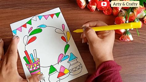 Easy Drawing On Holi 2020 How To Draw Holi Festival For Kids Holi