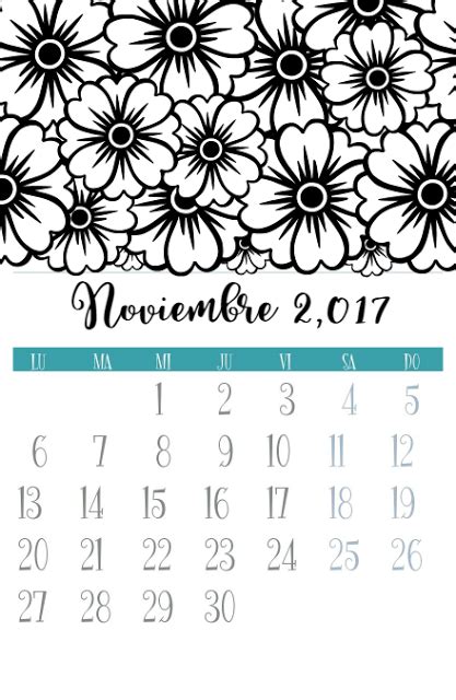 calendarios de noviembre para colorear paperblog