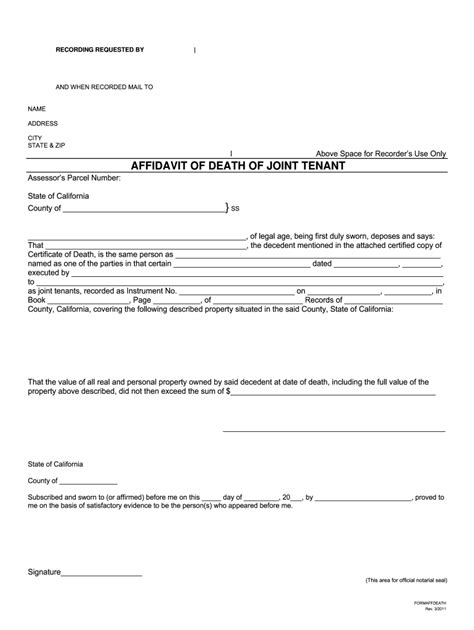 Affidavit Of Death Of Joint Tenant Nevada Fill Out And Sign Online Dochub