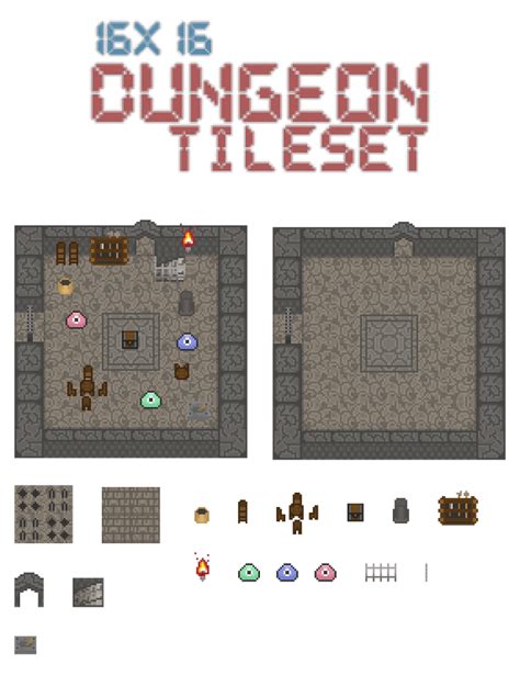 16x16 Dungeon Tileset By Pnxdesigns