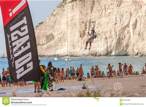 Base Jump In Shipwreck Beach Of Zakynthos Island Editorial