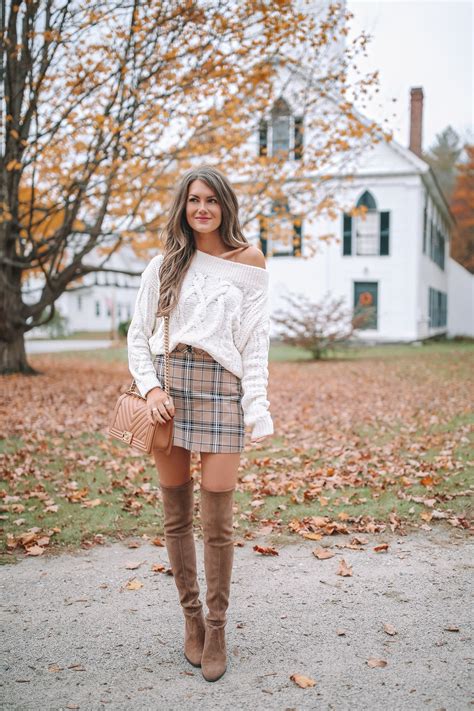 Plaid Skirt With Cable Knit Sweater Southern Curls And Pearls Fashion