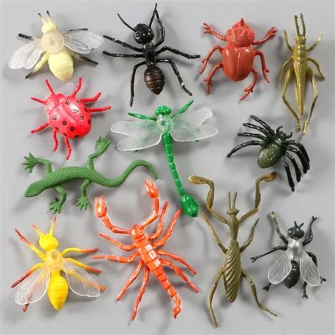 Ptouts Educational 12pcsset Beetle Pvc Spider Figures Fake Insect