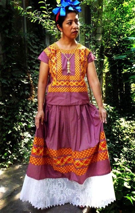 two piece traditional huipil top and skirt from oaxaca intense colorful embroidery o… traje