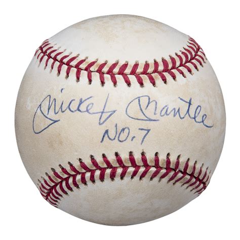 Lot Detail Mickey Mantle Signed And No7 Inscribed Oal Brown Baseball