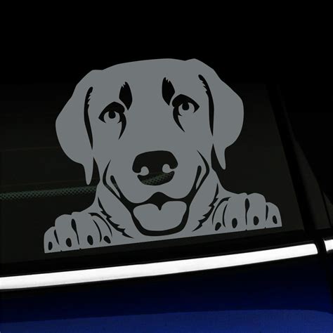 Peeking Labrador Retriever Vinyl Car Decal Choose Color Gray