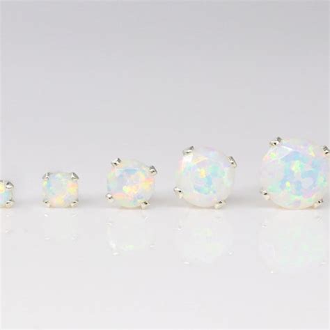 Opal Earrings Opal Stud Earrings Blue Opal Stud Earrings Etsy