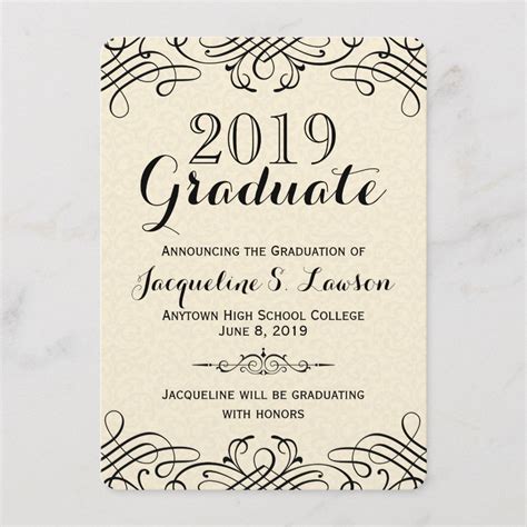Whether youre planning a party befitting all their hard work or simply spreading the word make sure your friends and family are in the know. Ornate Classic Formal Graduation Announcement | Zazzle.com ...