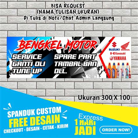 Jual Spanduk Banner Bengkel Motor Ukuran X Shopee Indonesia