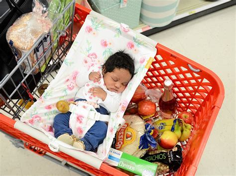 The shopping cart hammock is a piece of fabric that stretches across a standard sized shopping cart so the baby is elevated. Baby Shopping Cart Hammock - Full Bloom Watercolor Floral ...