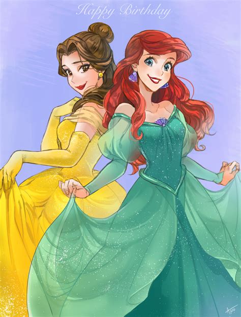 Ariel And Belle Disney And 2 More Drawn By Anosbee