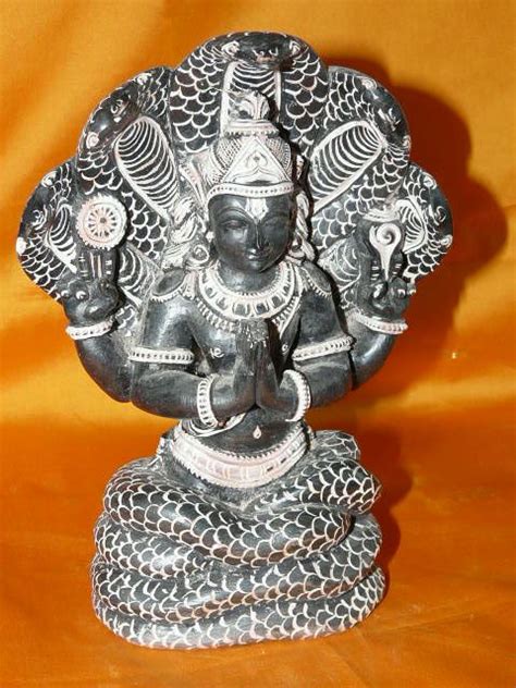 Maharishi Patanjali Black Stone Sculpture With 5 Headed Serpent 8 Inch