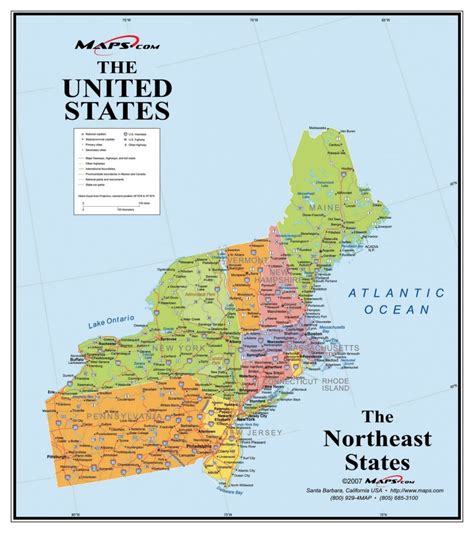 Free Printable Northeast Region Map
