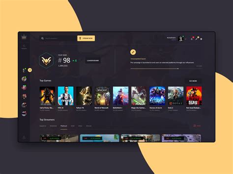 Gaming Dashboard Game Ui Design Website Design Responsive Website