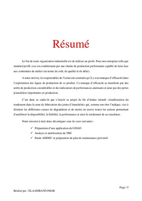 Resume Rapport De Stage Exemple