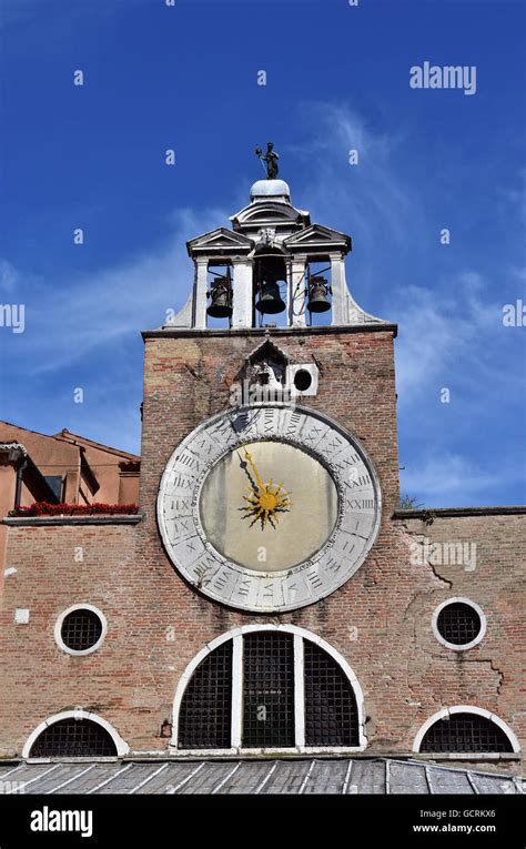 San Giacomo Di Rialto Ancient Medieval Clock And Bell Tower In The