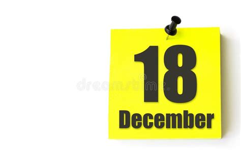 December 18th Day 18 Of Month Calendar Date Yellow Sheet Of The