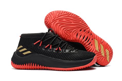 Adidas Dame 4 D Lillard Basketball Shoes Black Red Gold Yezshoes