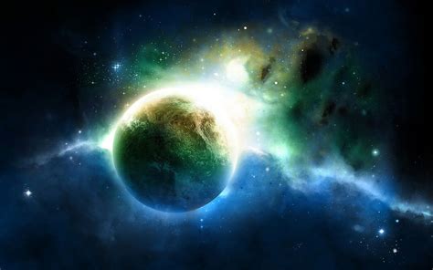 Full Hd Wallpapers Space Planets Stars Blue Nebulae