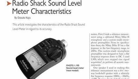 radio shack sound level meter owner's manual