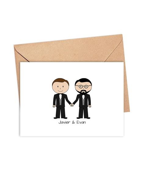 Same Sex Wedding Thank You Card Set Gay Wedding Personalized Wedding Thank You