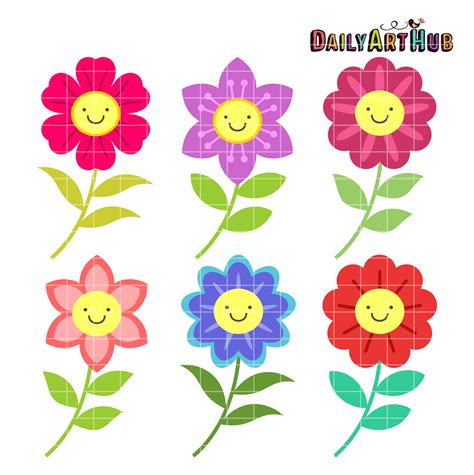 Happy Flowers Clip Art Set Daily Art Hub Free Clip Art Everyday