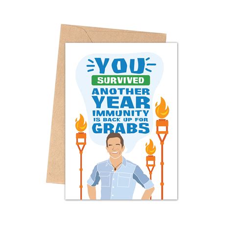 Funny Survivor Birthday Card Jeff Probst Survivor Tv Show Etsy