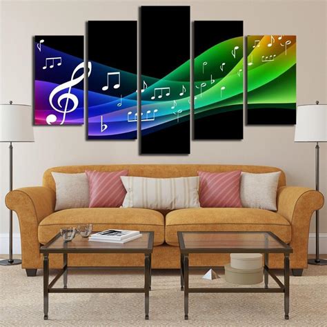 Colorfull Notes Music 5 Panel Canvas Art Wall Decor Canvas Storm