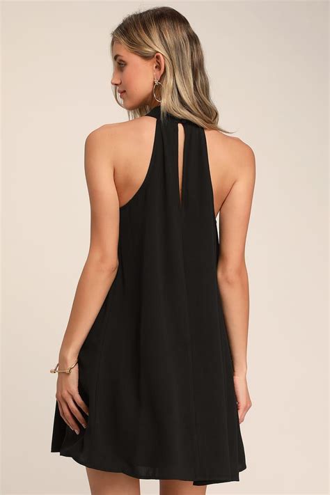 Love Of Mine Black Halter Swing Dress Halter Swing Dress Swing